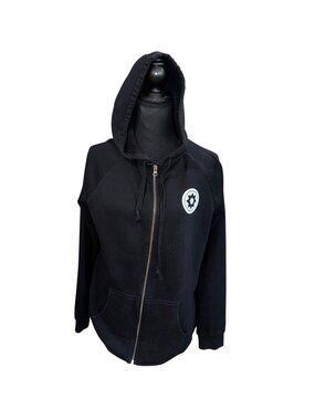 Independent Trading Pilates Black Zip Hoodie Sweatshirt Jacket Women M Fleece